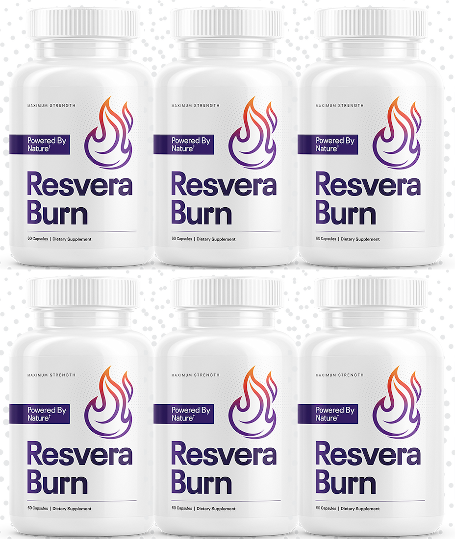 Six bottles of ResveraBurn supplement — 6-bottle package
